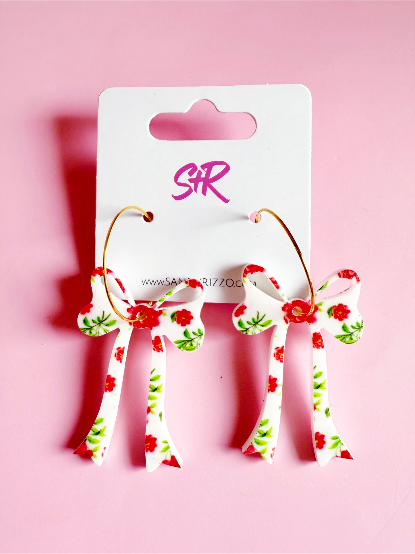Red Floral Bow on a Hoop