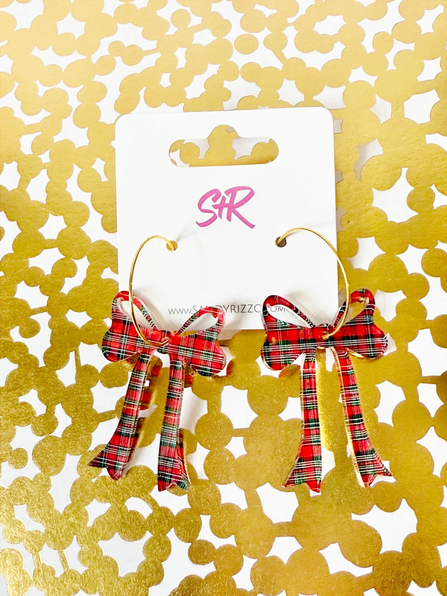 Red Plaid Bow on a Hoop