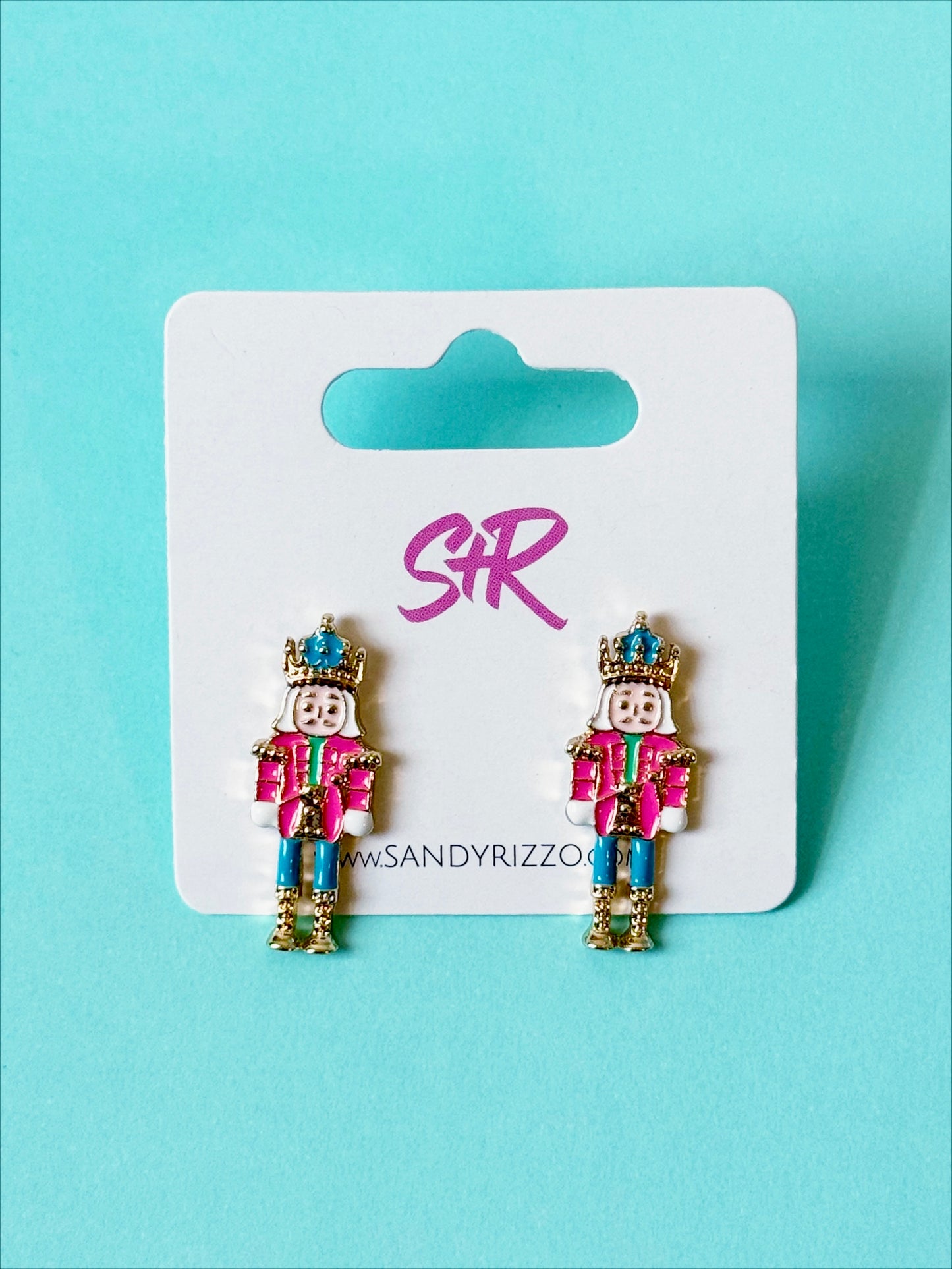 Small Bright Enamel Nutcracker Stud