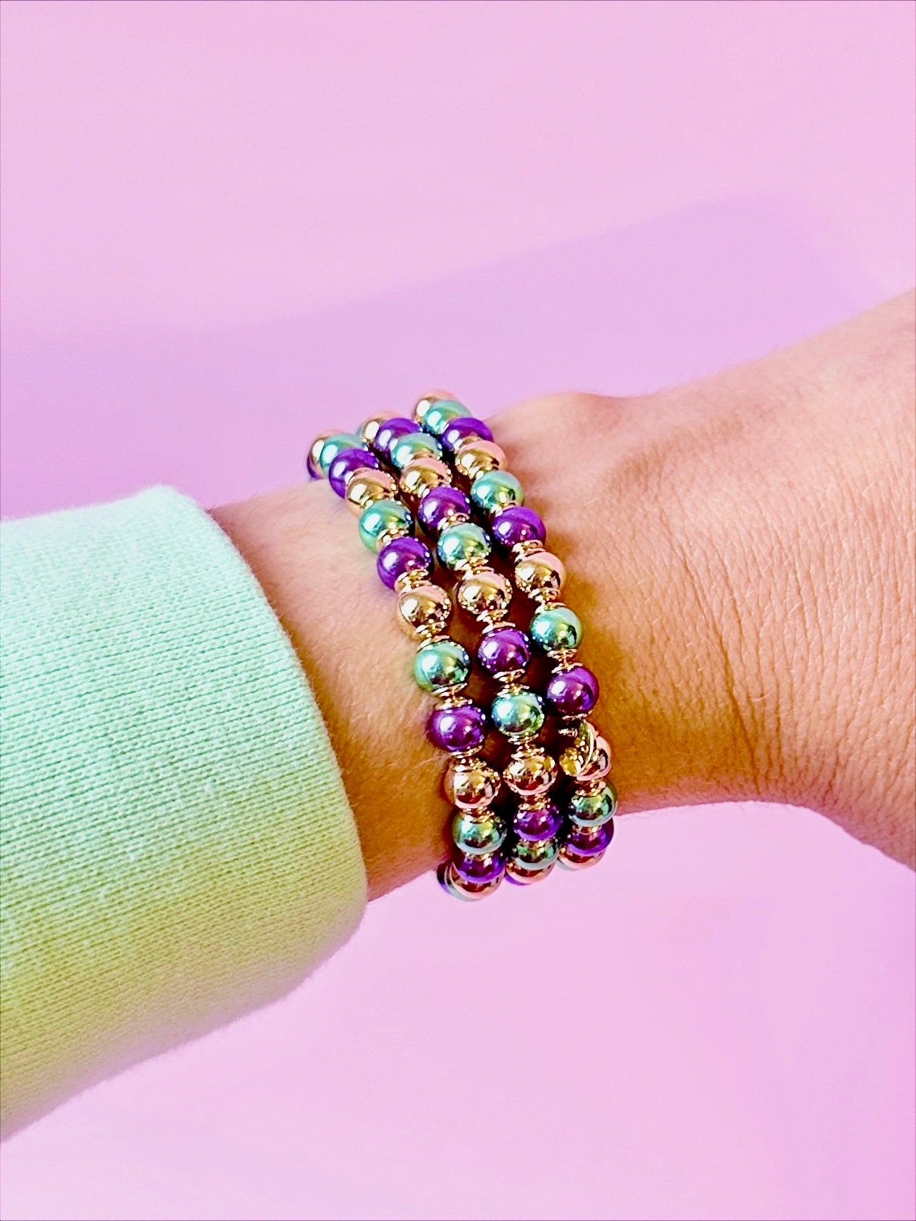 Mardi Gras Beaded Bracelet