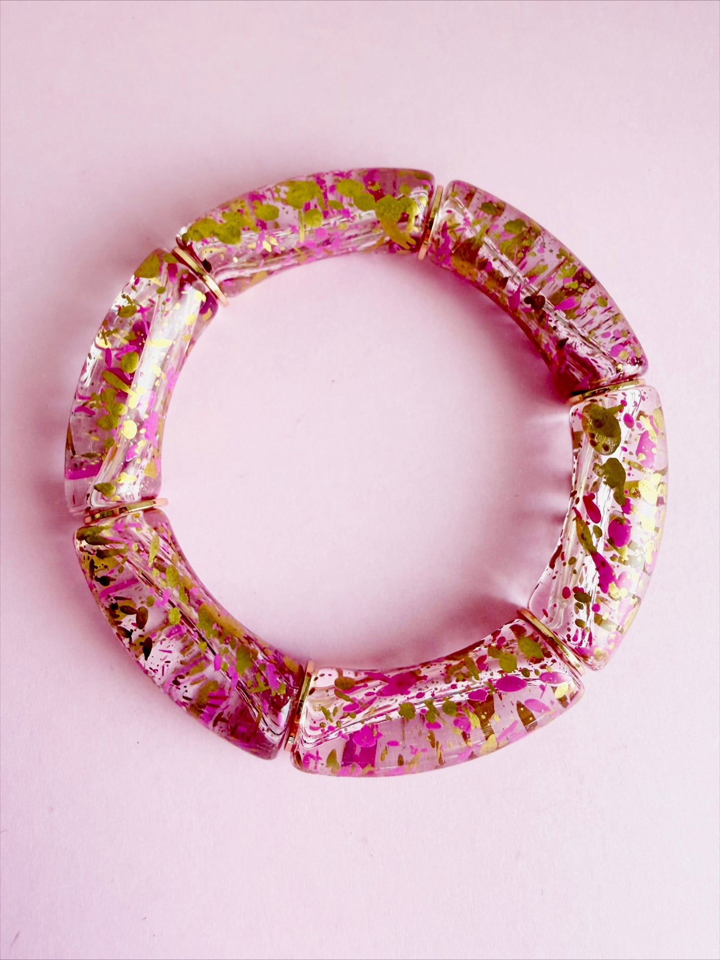 Purple and Gold Confetti Stretch Bracelet