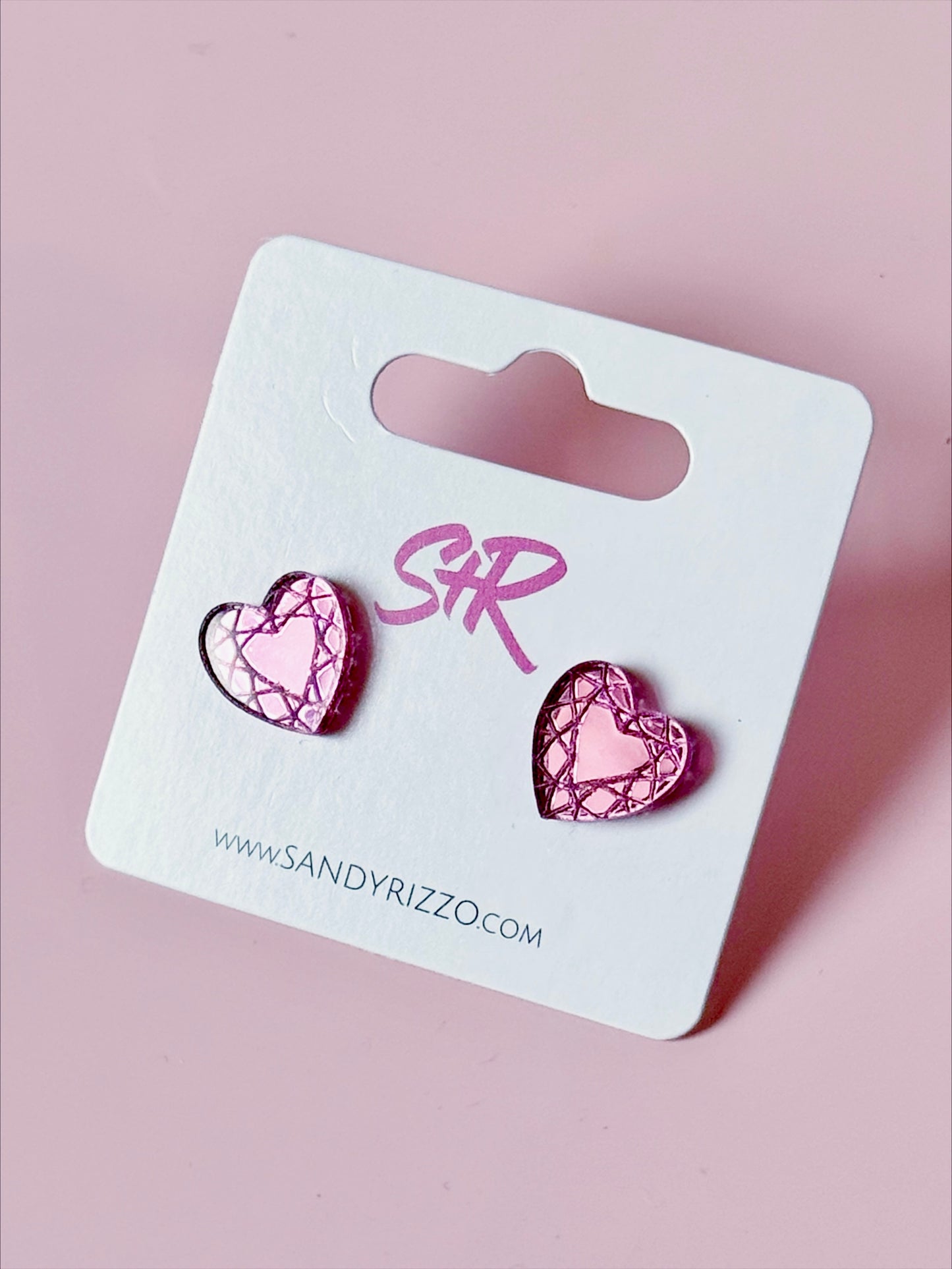 Petite Pink Gem Heart Stud