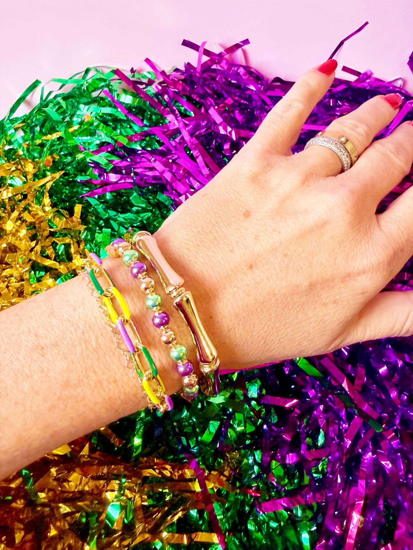 Mardi Gras Beaded Bracelet