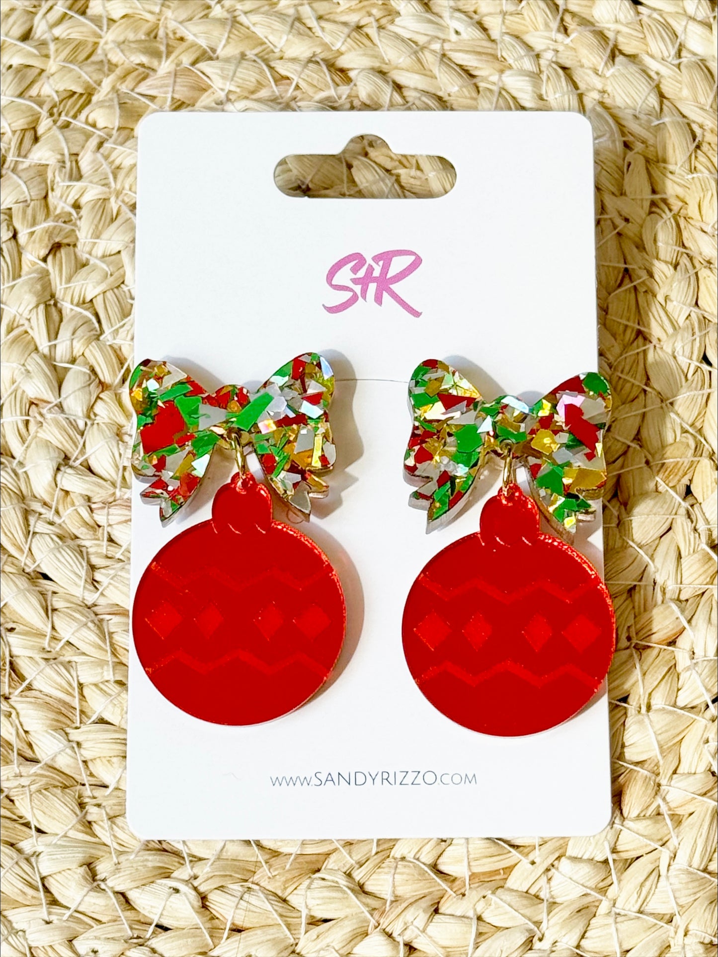 Red Ornament with Traditional Confetti Bow