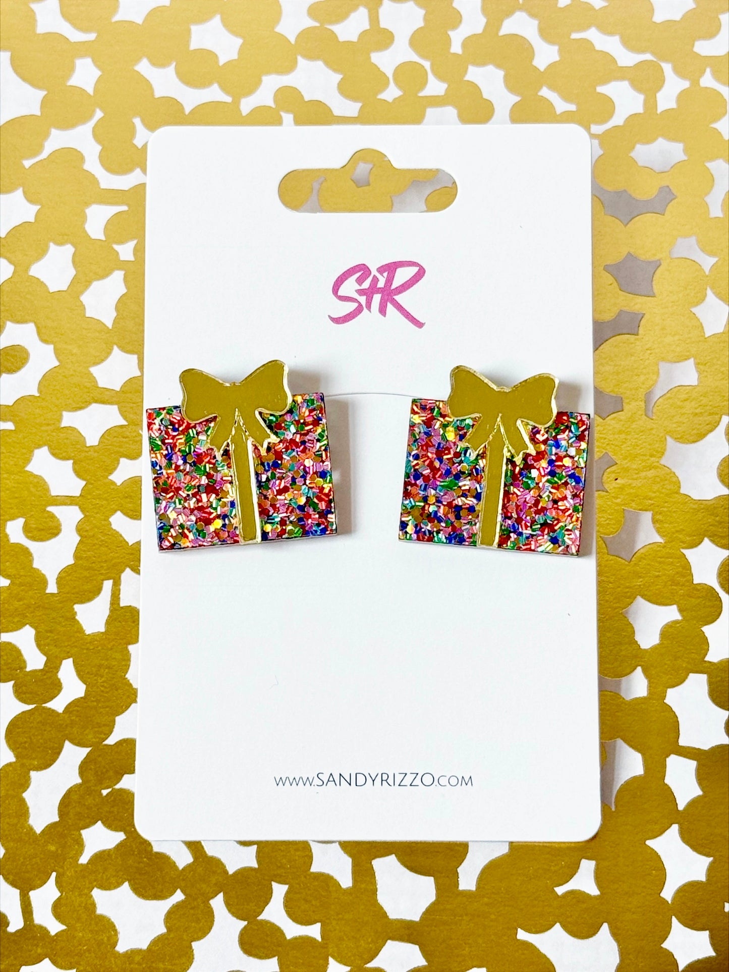 Confetti Dot Christmas Present Stud