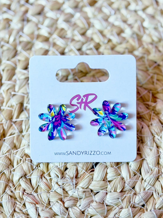 Blue Floral Stud