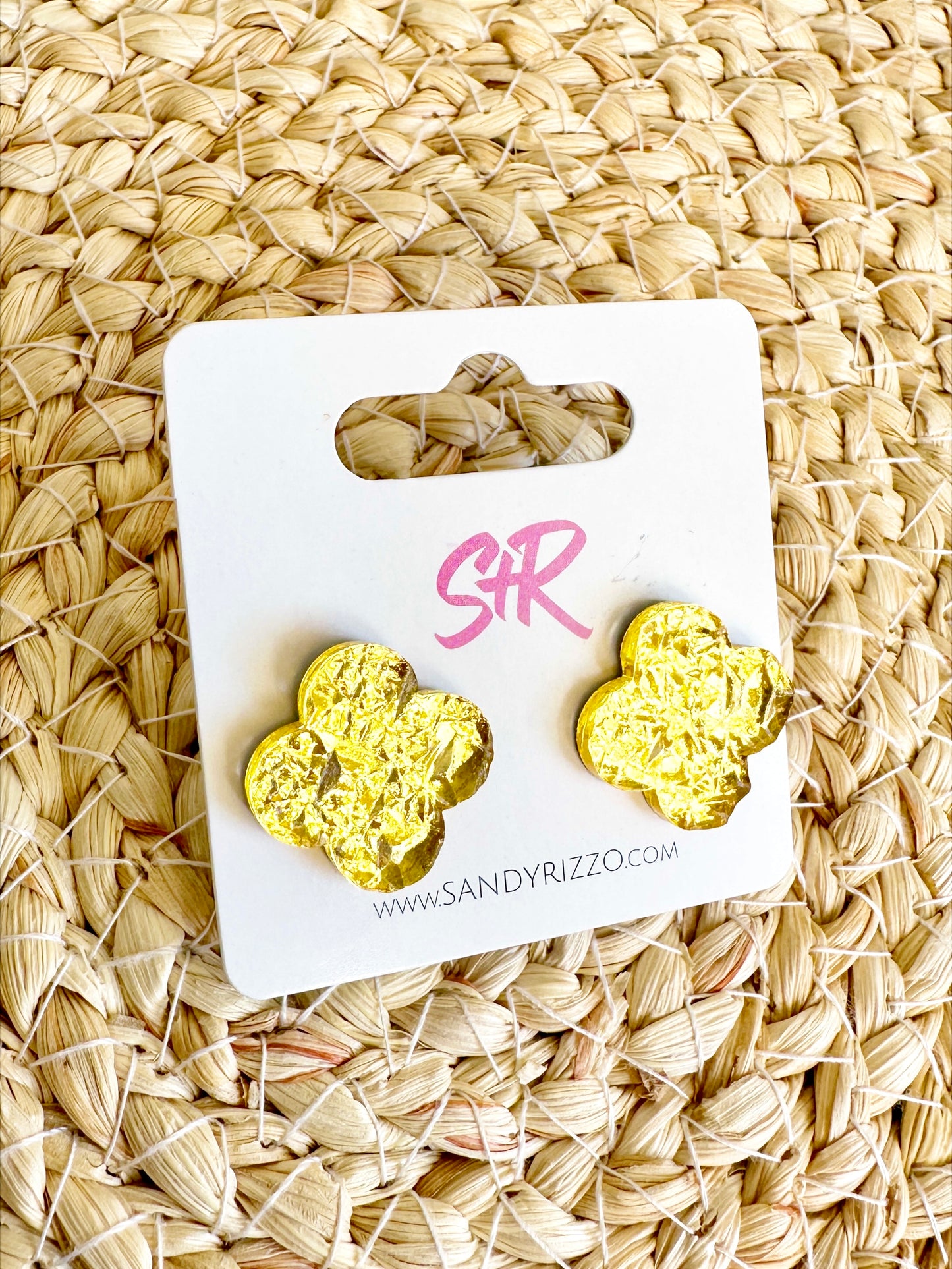Gold Lamé Quatrefoil Stud