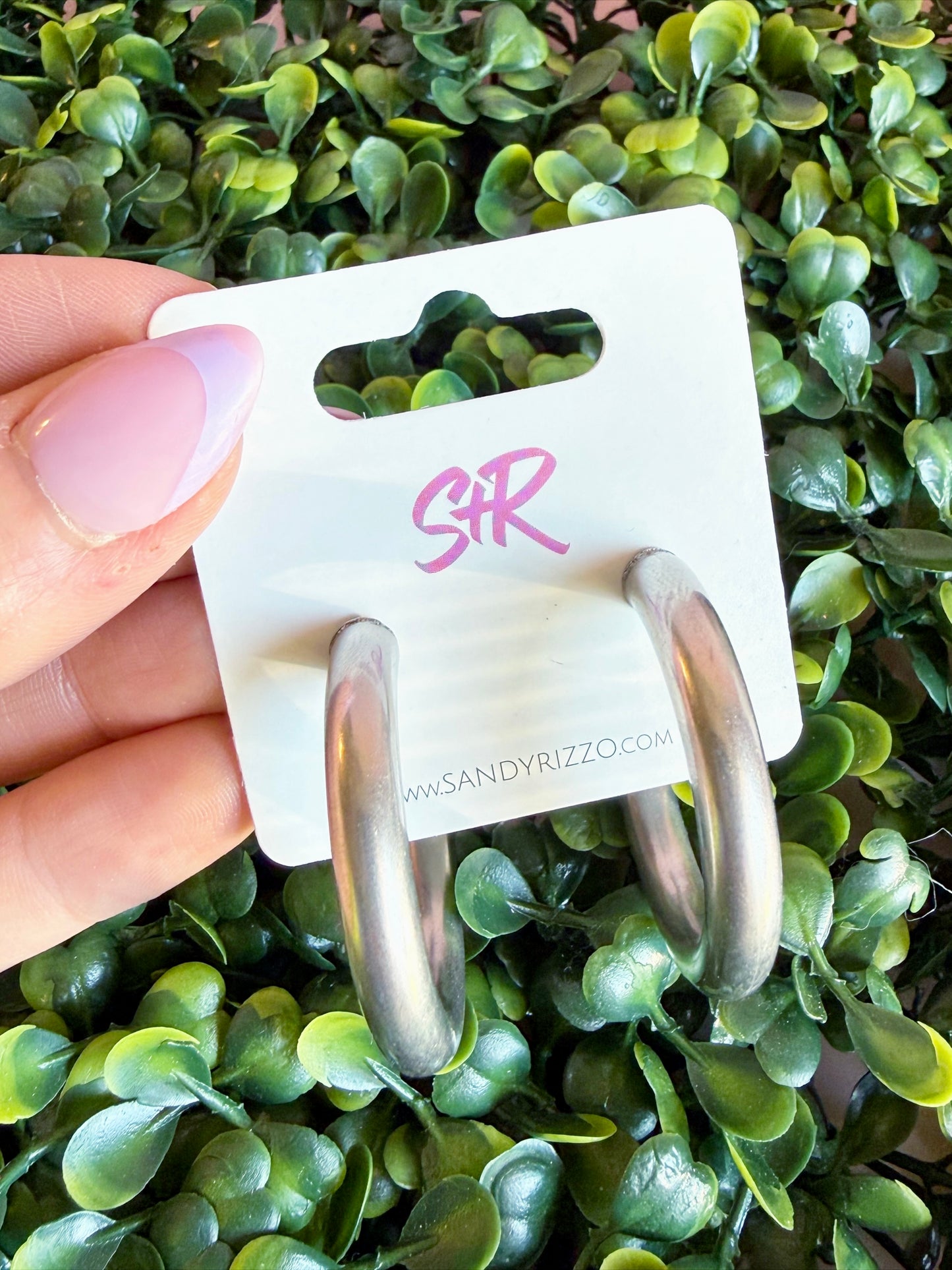 Brushed Silver Hoop