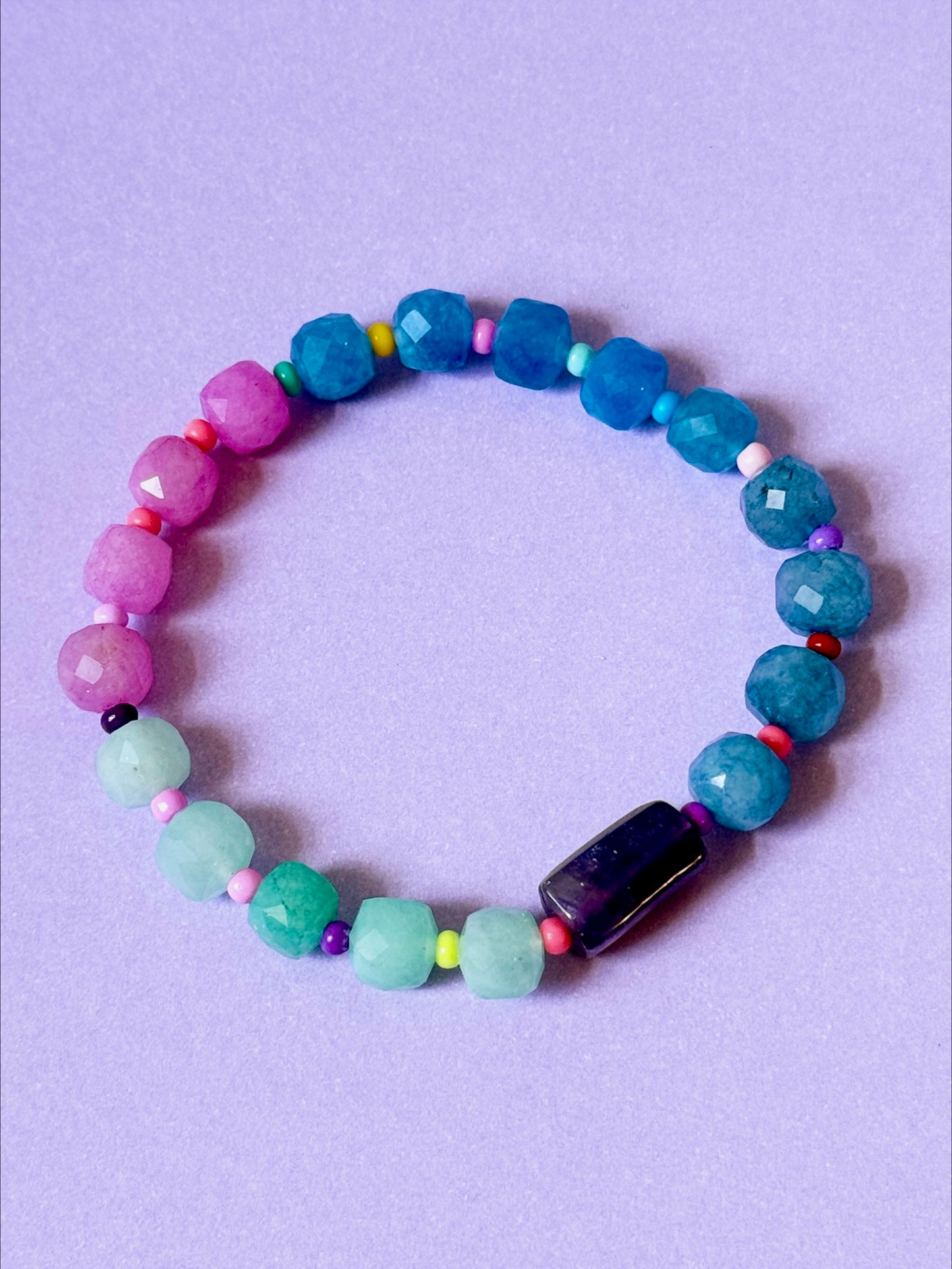 Blue Rainbow Confetti Bracelet
