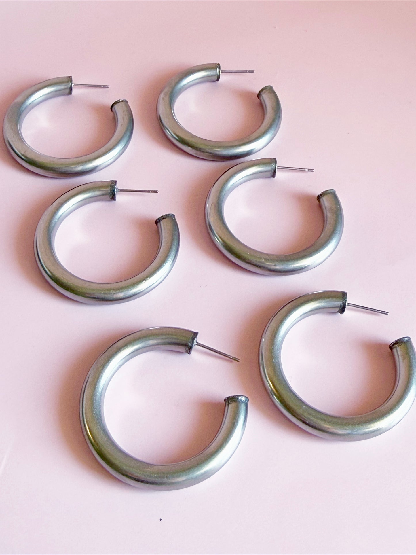 Brushed Silver Hoop