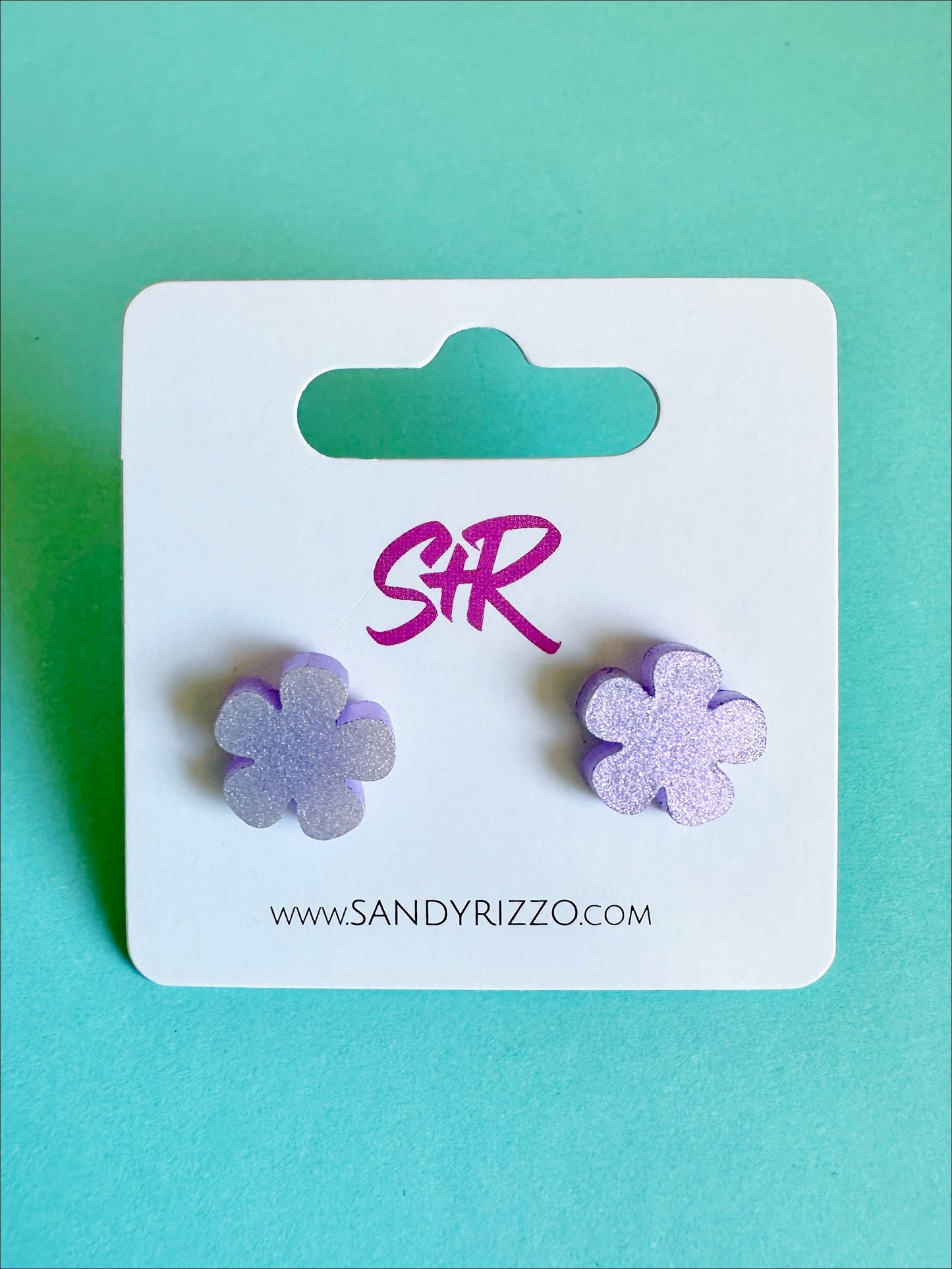 Purple Iridescent Tiny Flower Stud