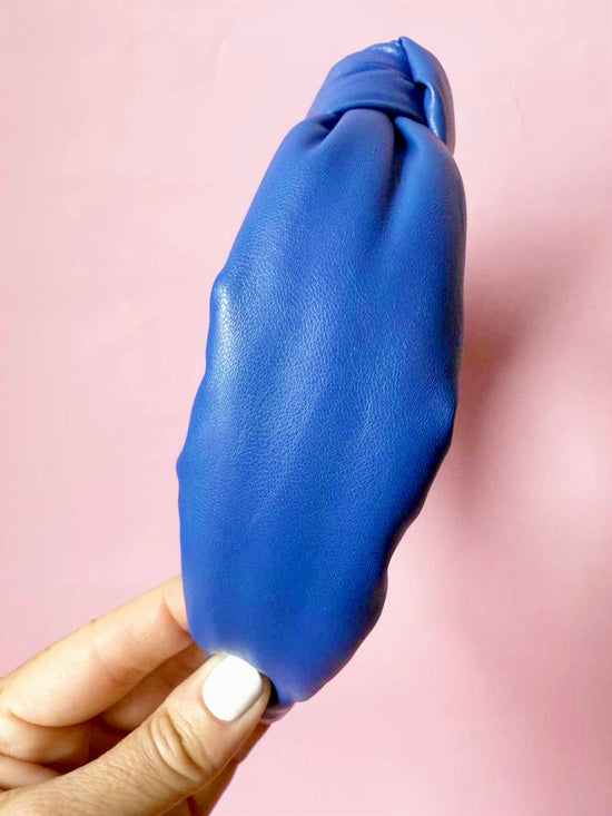 Blue Faux Leather Headband