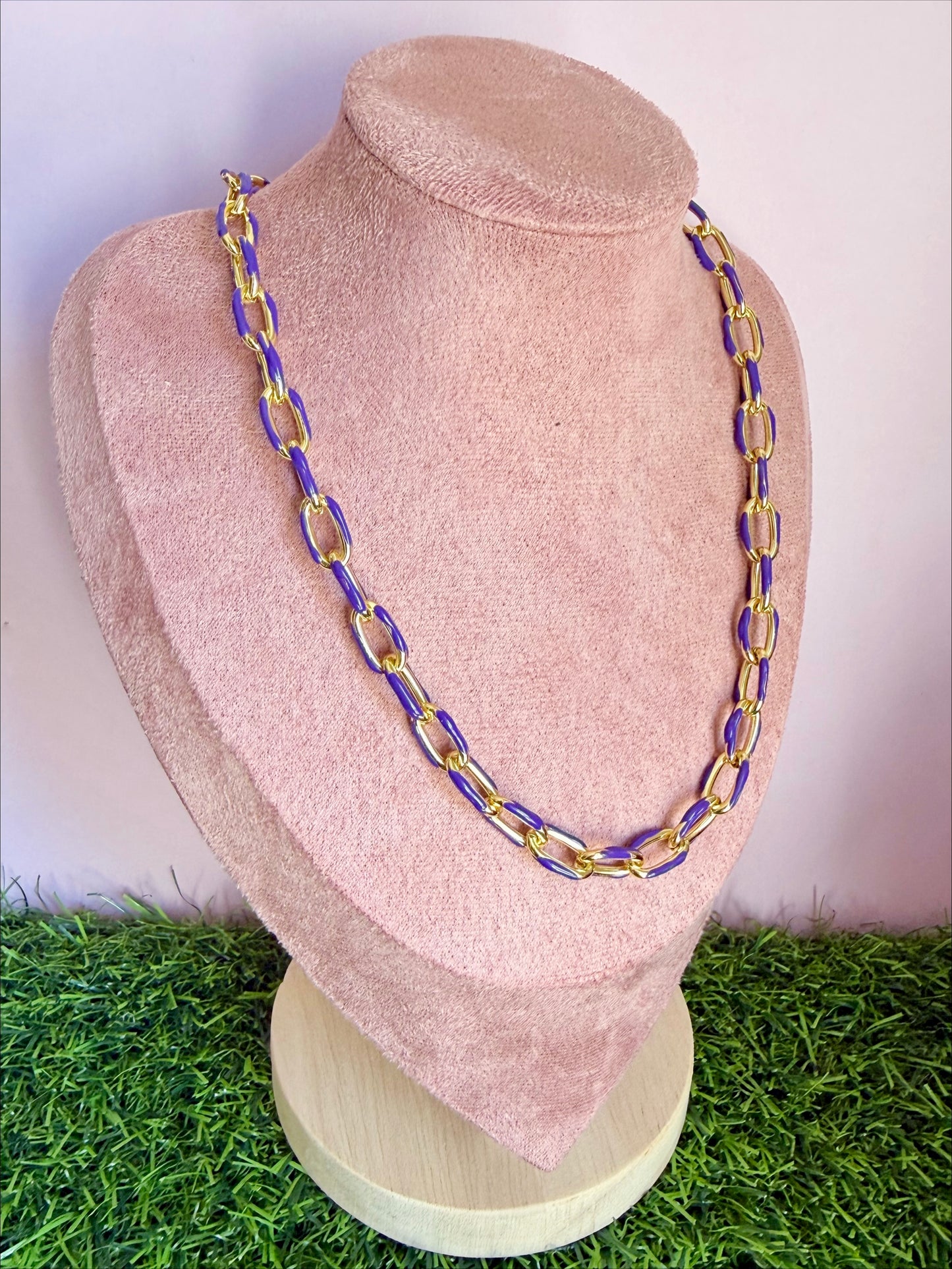 Purple 17" Enamel Chain Necklace