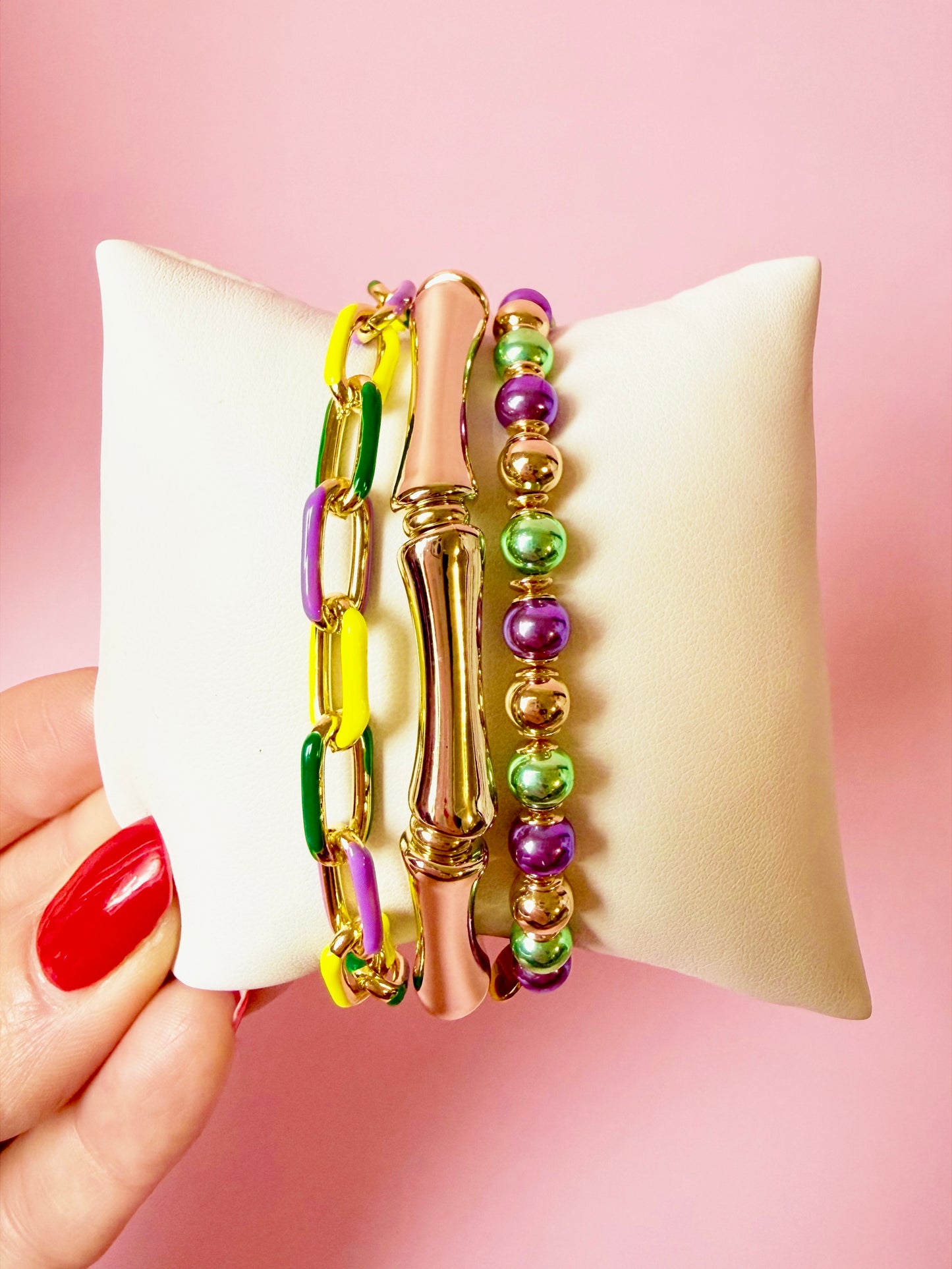 Mardi Gras Beaded Bracelet