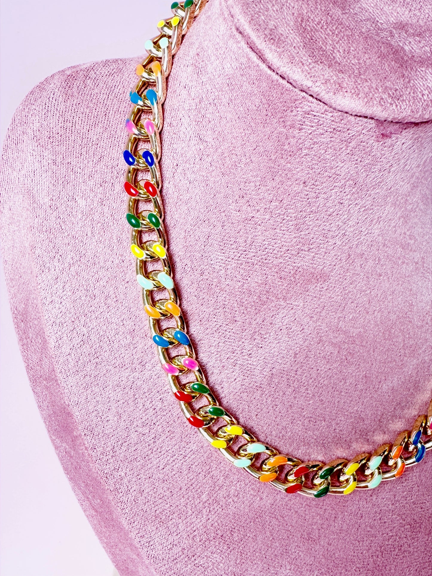 Rainbow Chunky Chain Necklace