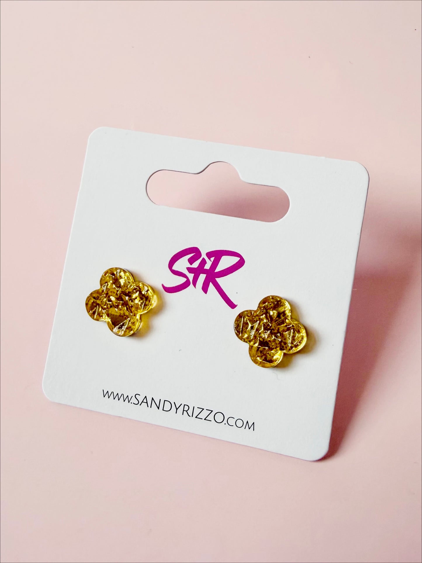Petite Gold Lamé Quatrefoil Stud