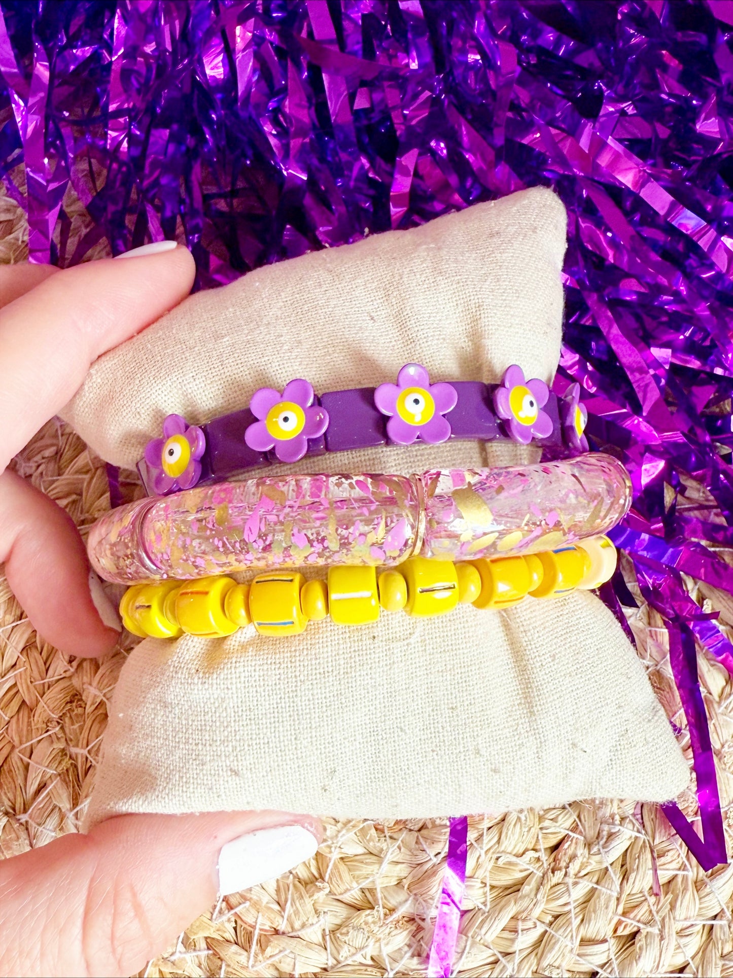 Purple Flower Stretch Bracelet