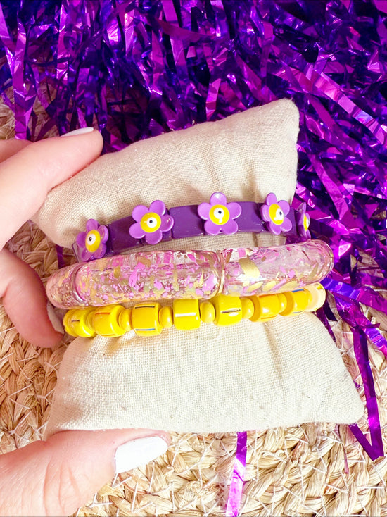 Purple Flower Stretch Bracelet