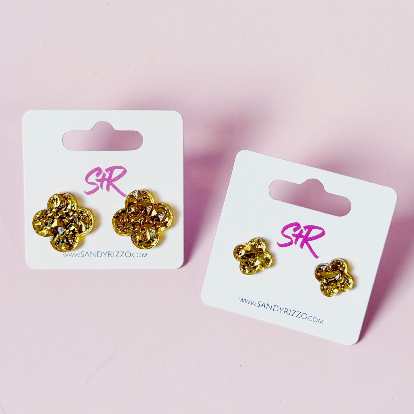 Petite Gold Lamé Quatrefoil Stud