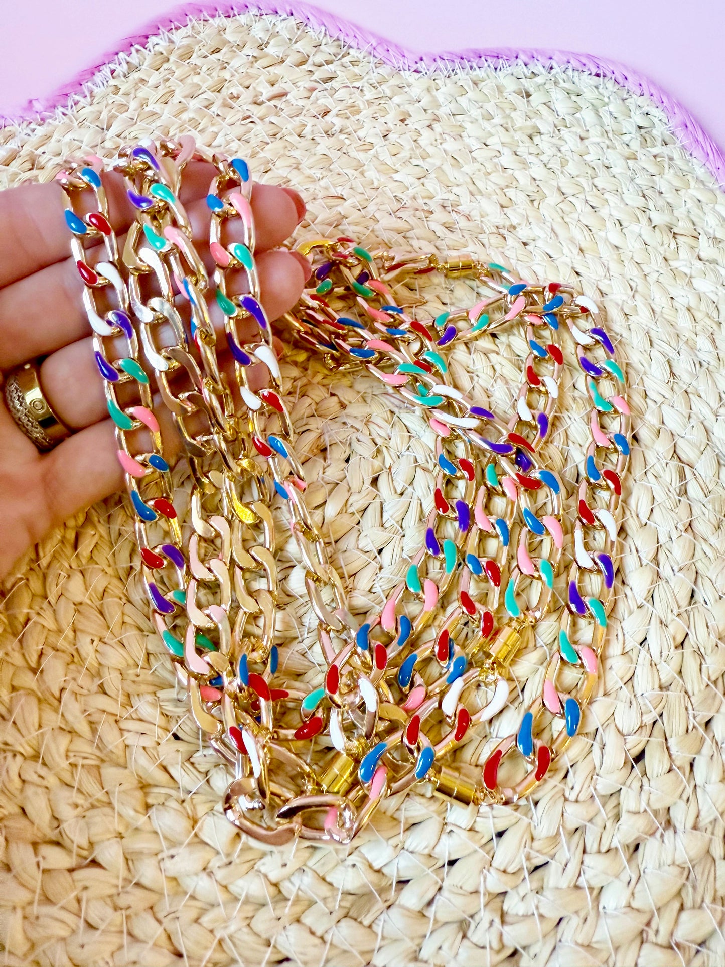 Jewel-Toned Chain Necklace
