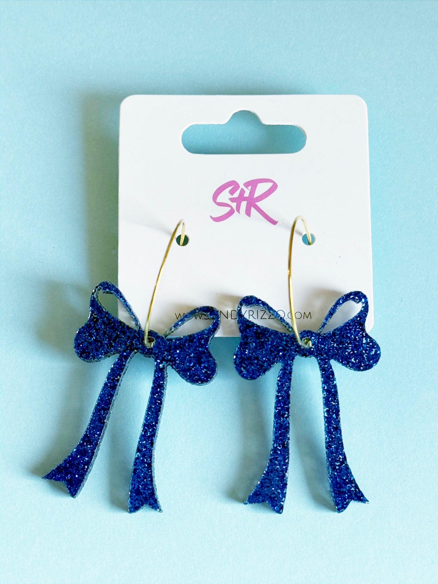 Blue Glitter Bow Hoop