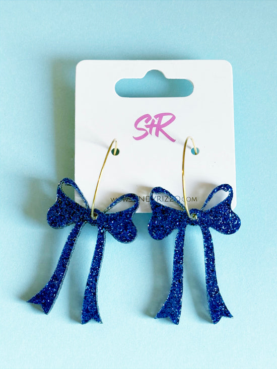 Blue Glitter Bow Hoop