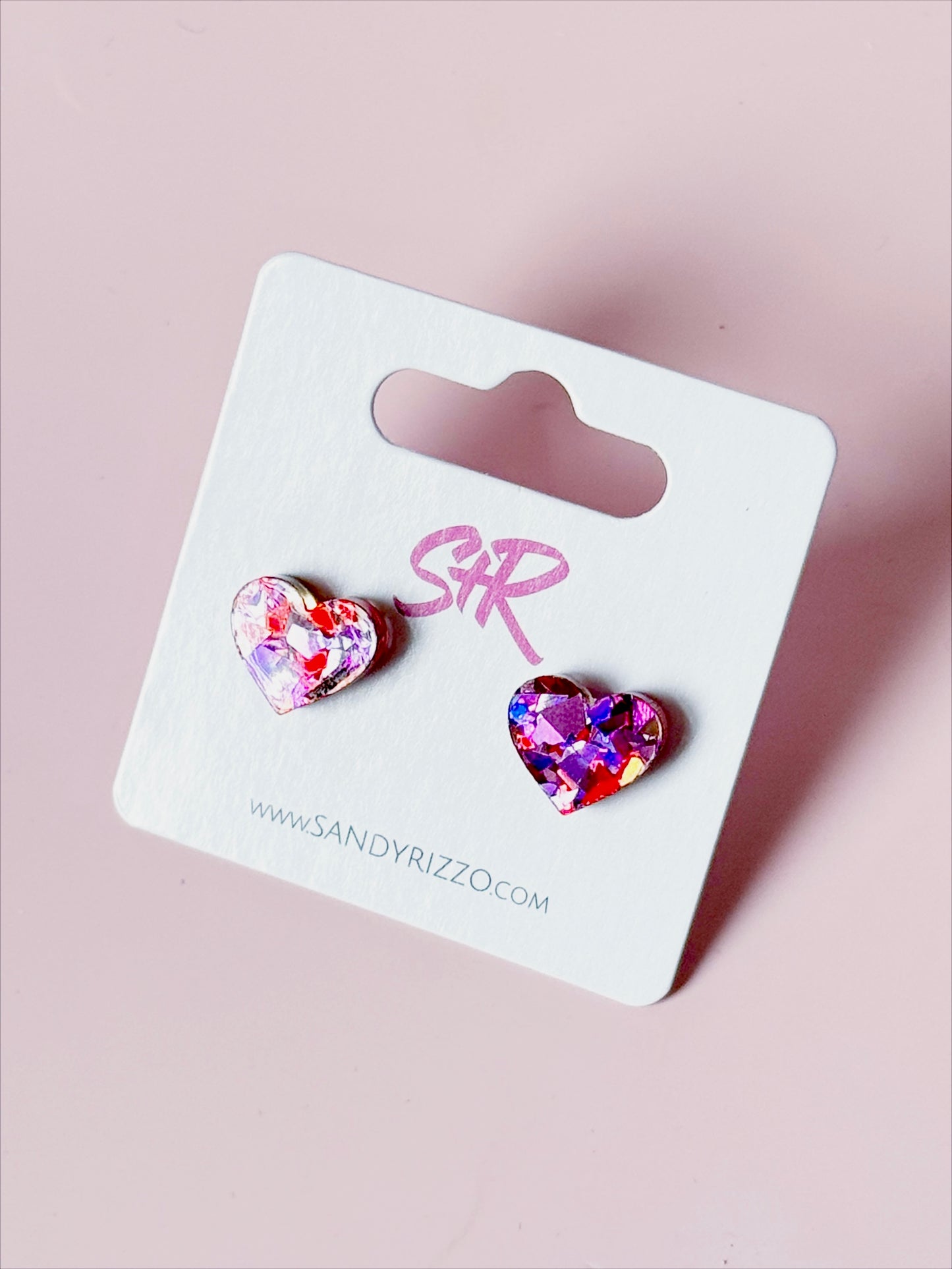 Pink Confetti Heart Stud