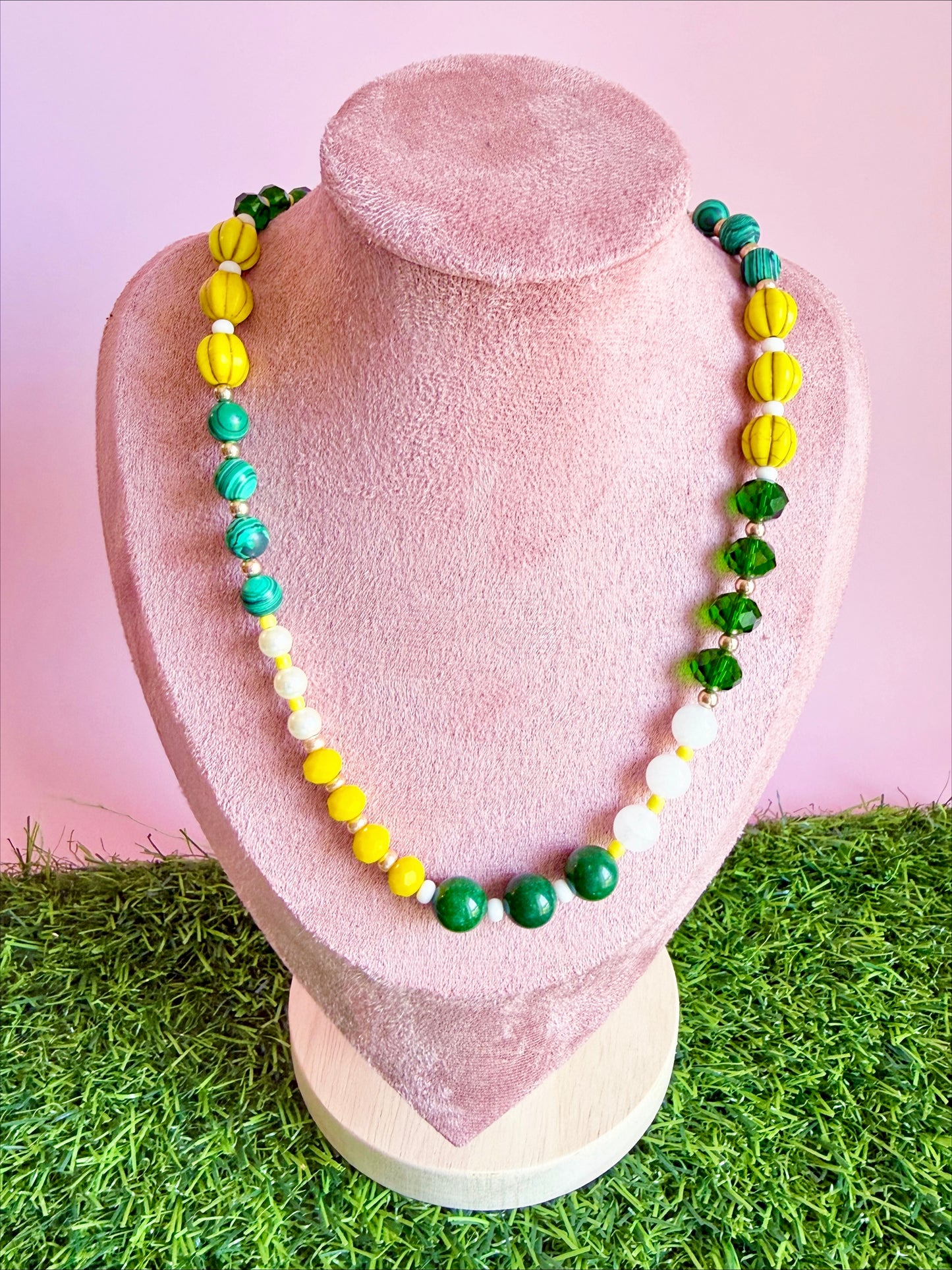 Green and Yellow Beaded Necklace