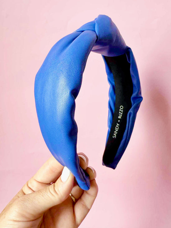 Blue Faux Leather Headband