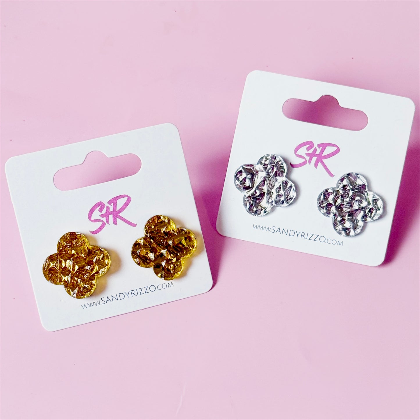 Gold Lamé Quatrefoil Stud
