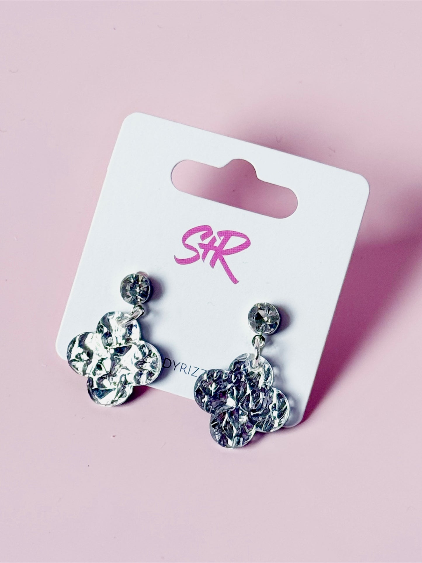 Silver Lamé Petite Quatrefoil Dangle