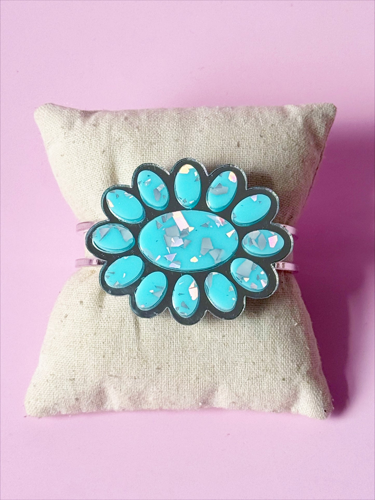 Turquoise Squash Blossom Cuff