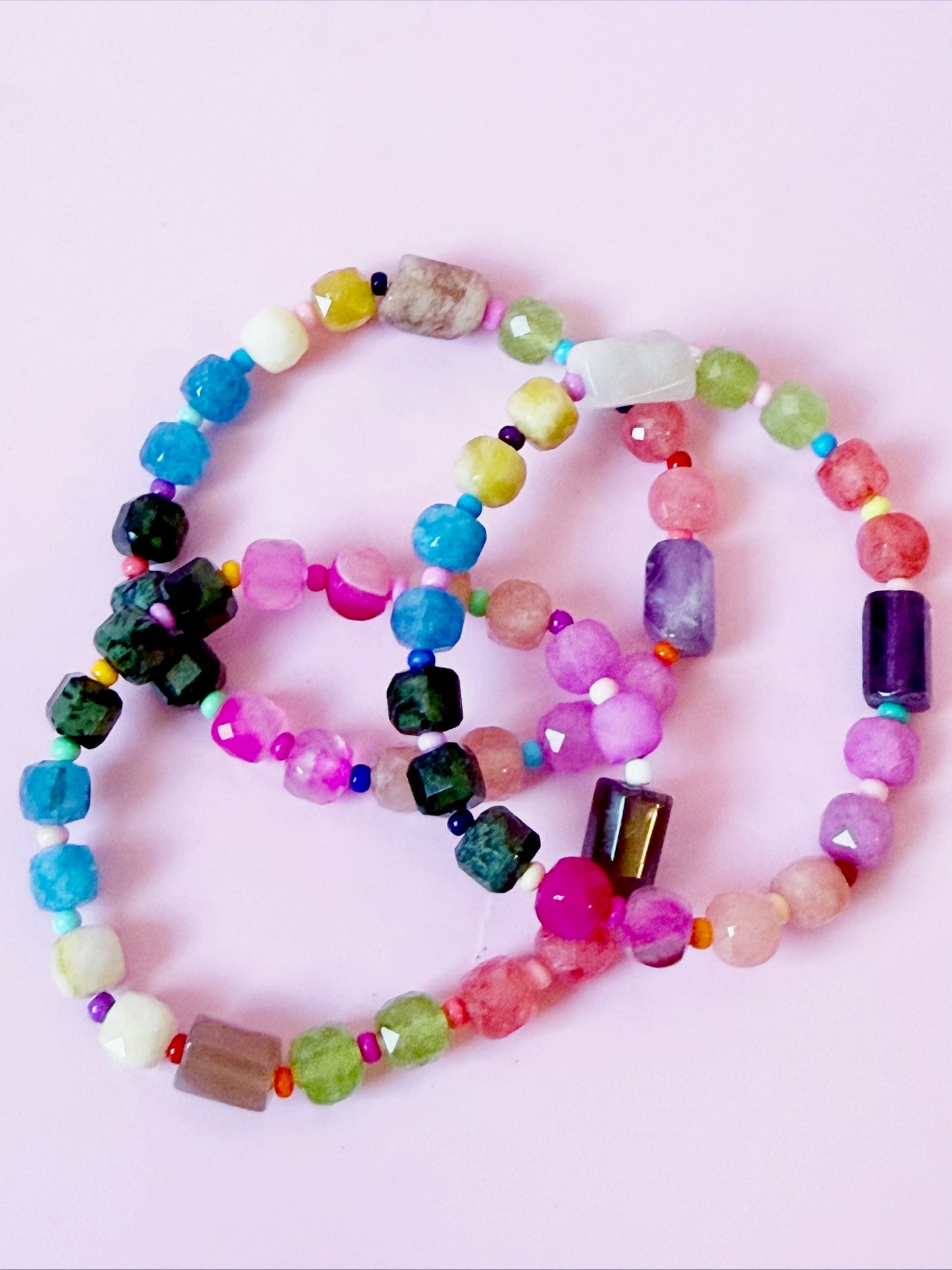 Pink Rainbow Confetti Bracelet