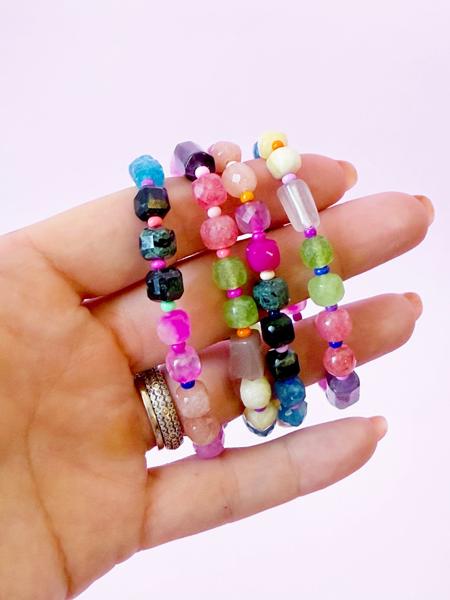 Pink Rainbow Confetti Bracelet