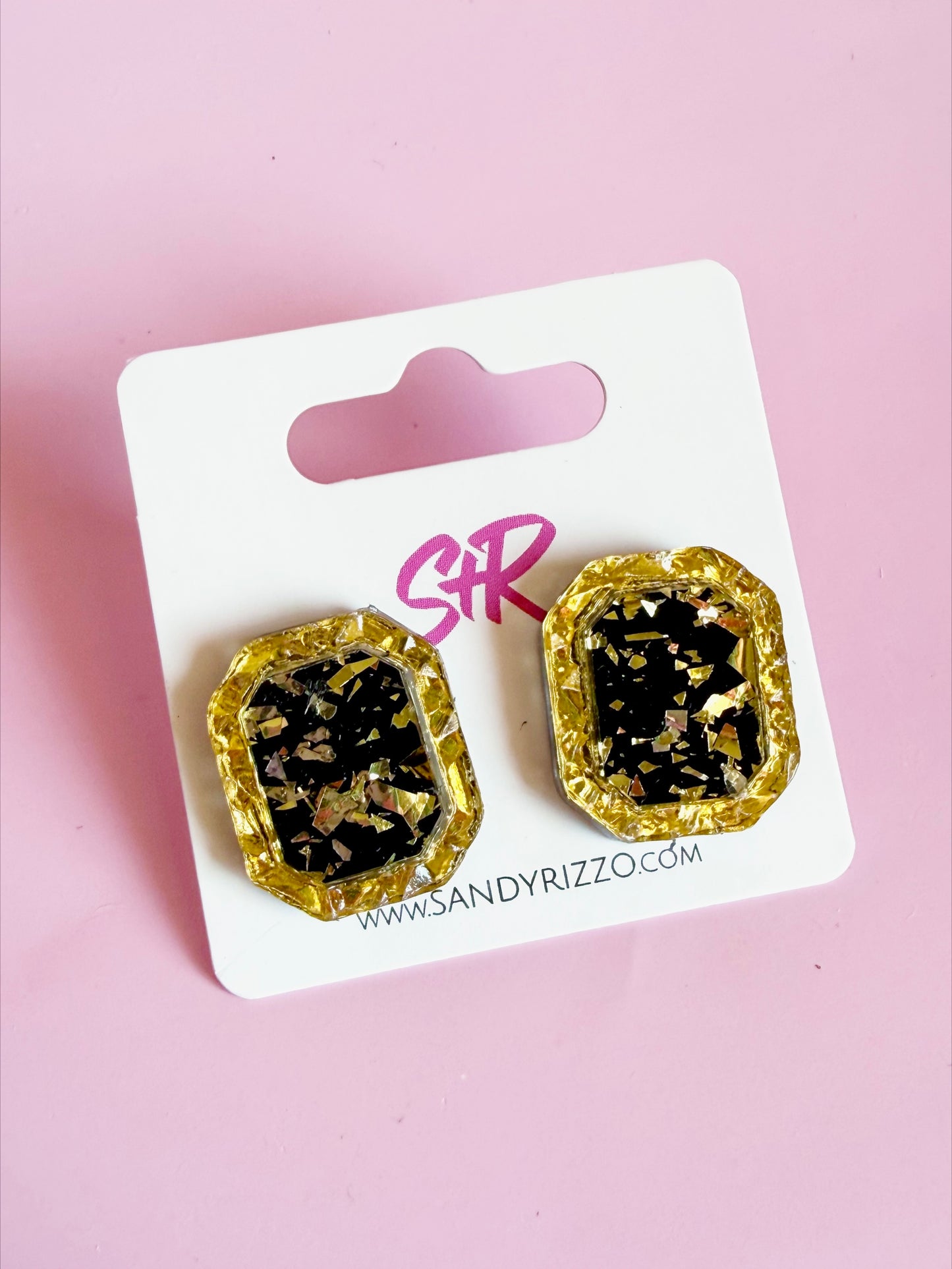 Black and Gold Jewel Stud