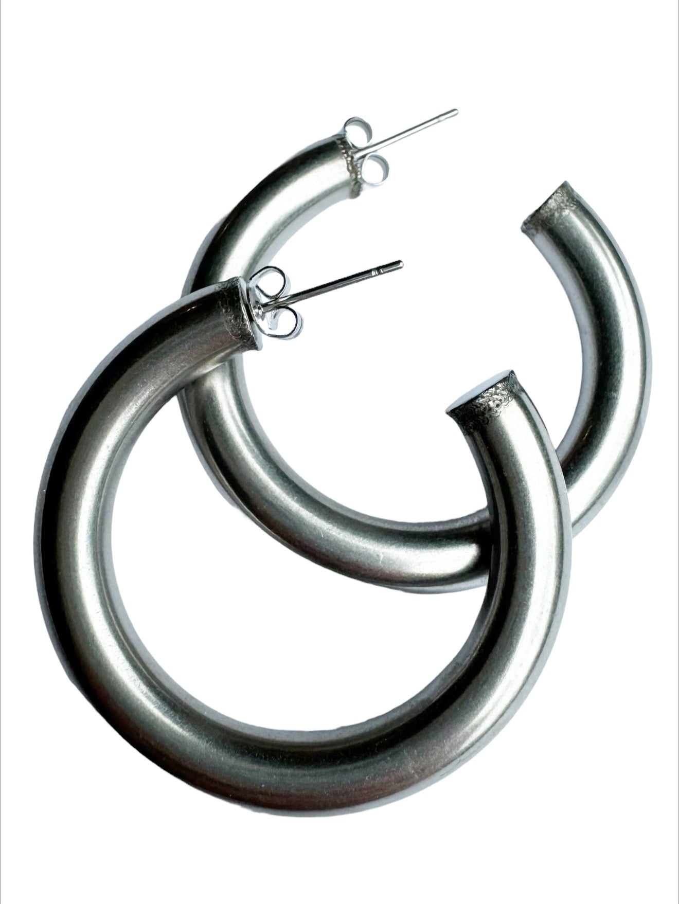 Brushed Silver Hoop
