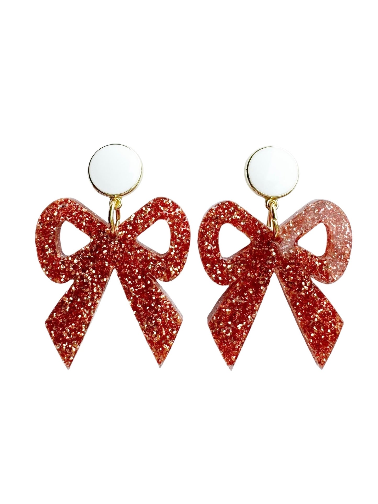 Burnt Orange Glitter Bow Dangle