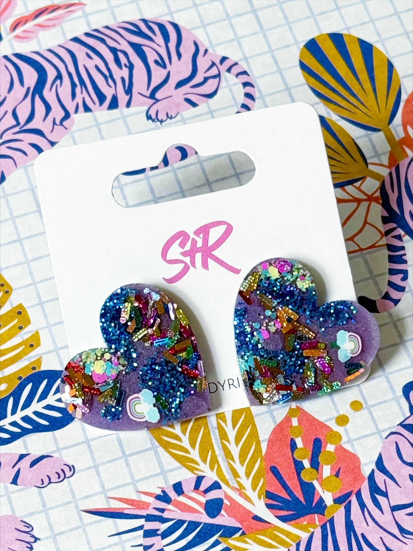 Hidden Rainbows Heart Stud