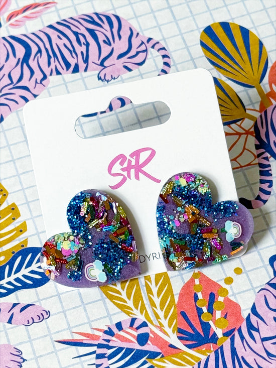 Hidden Rainbows Heart Stud