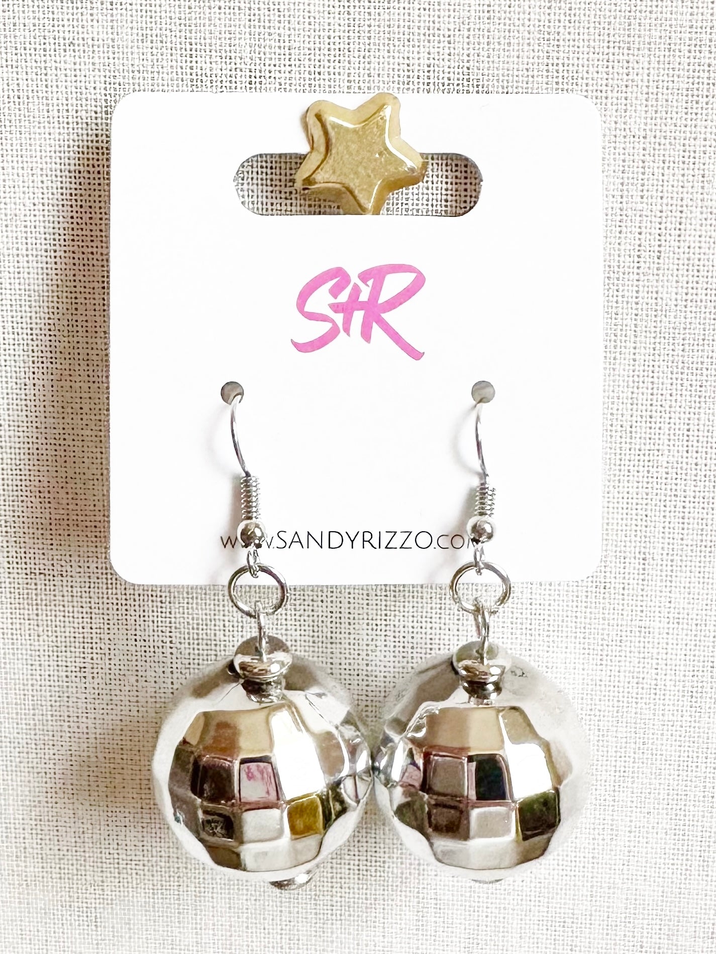 Small Disco Ball Hook Earring