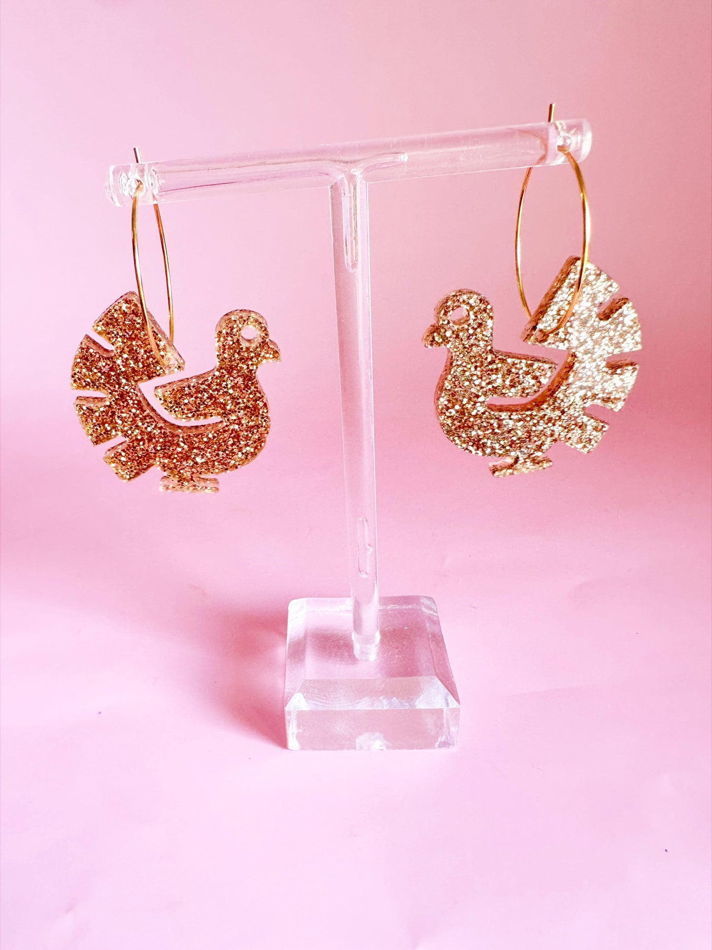 Gold Glitter Turkey on a Hoop