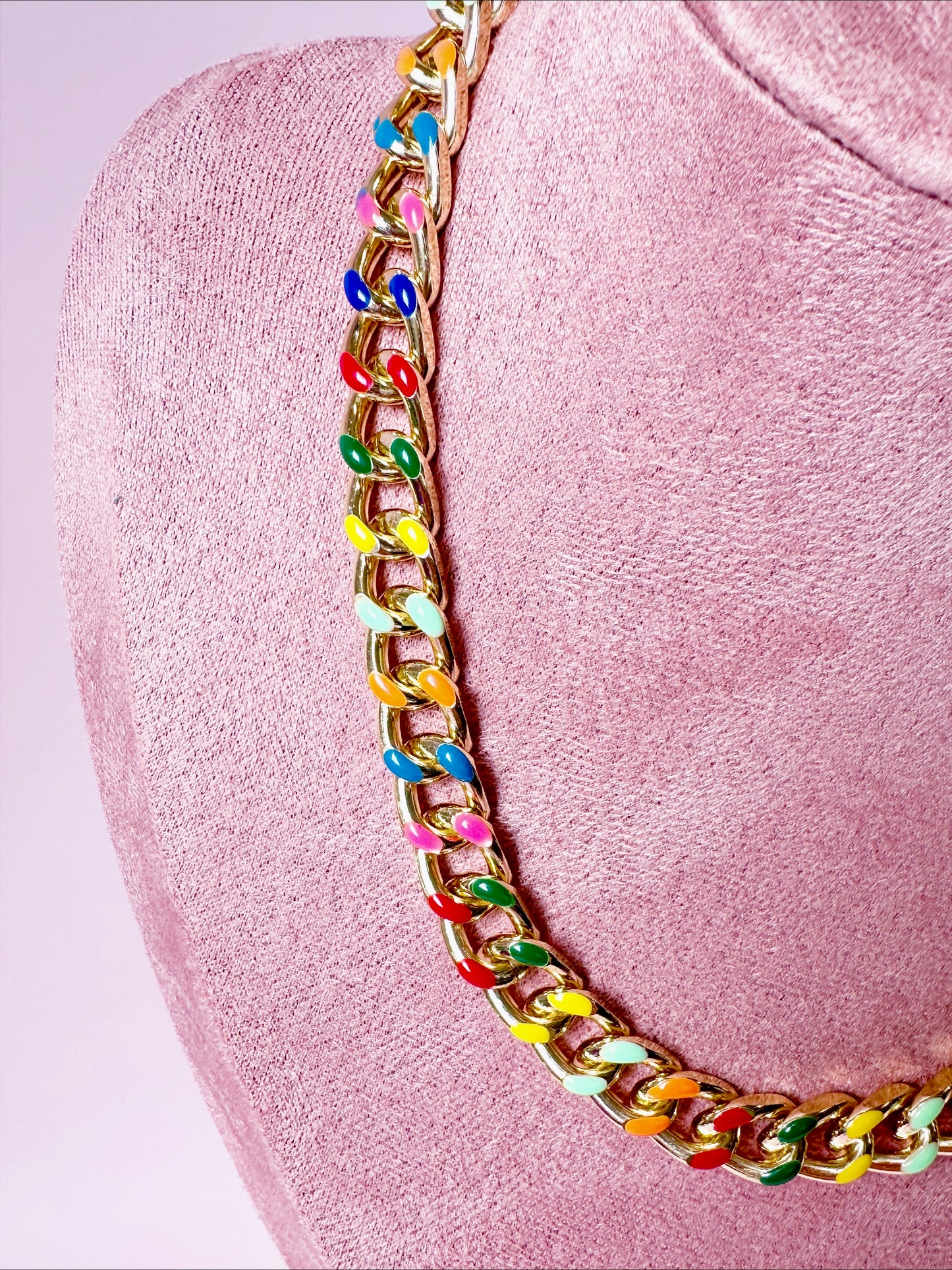 Rainbow Chunky Chain Necklace