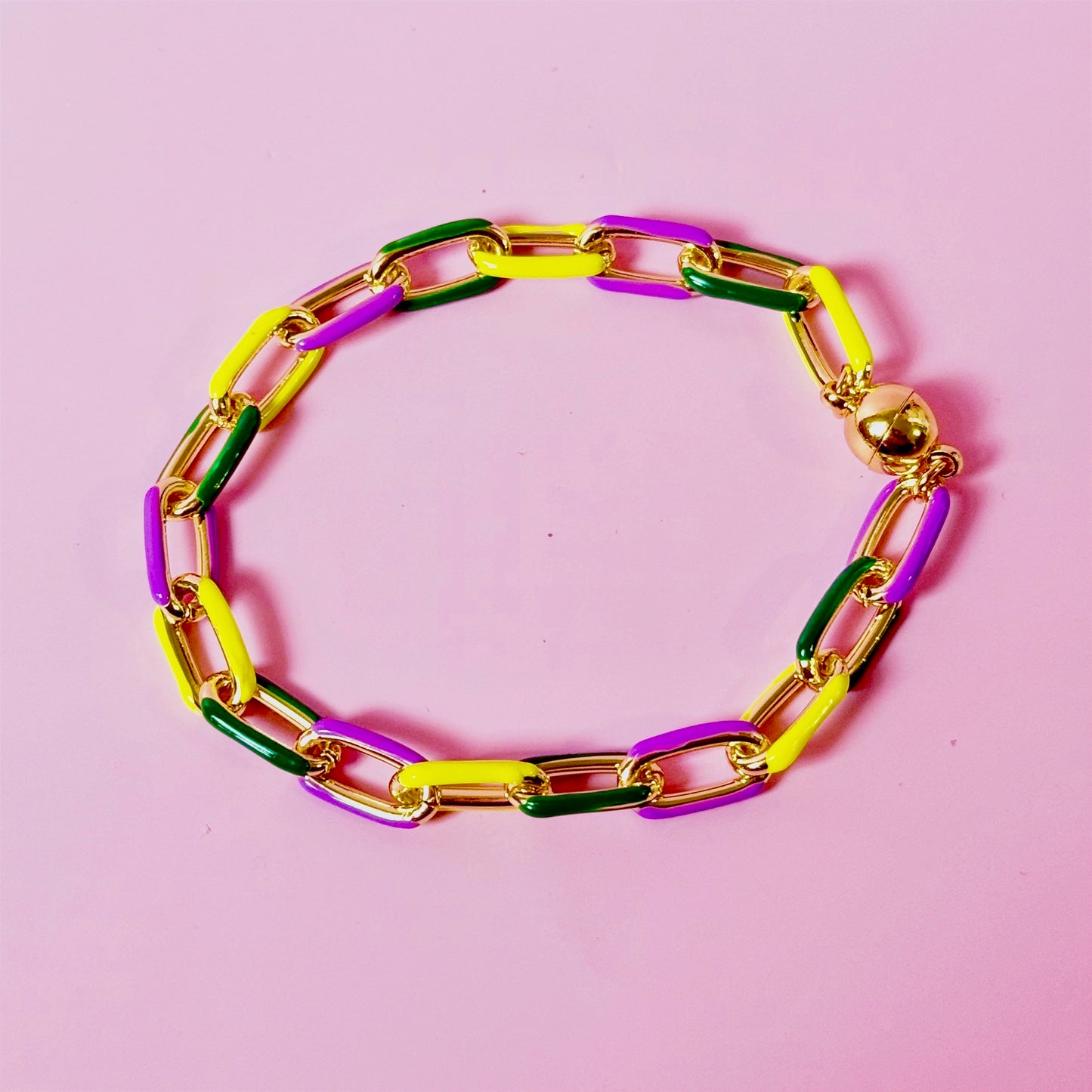 Traditional Mardi Gras Chain Bracelet