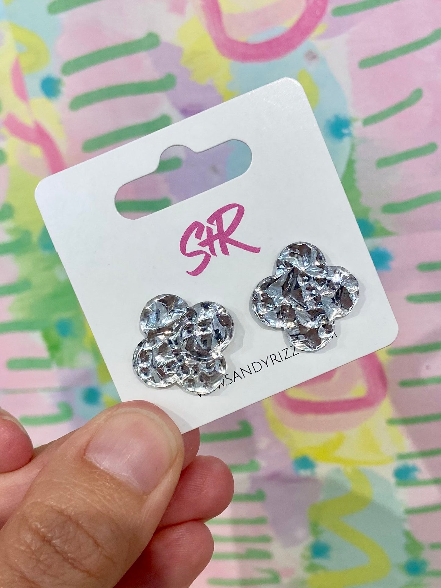 Large Lamé Quatrefoil Stud