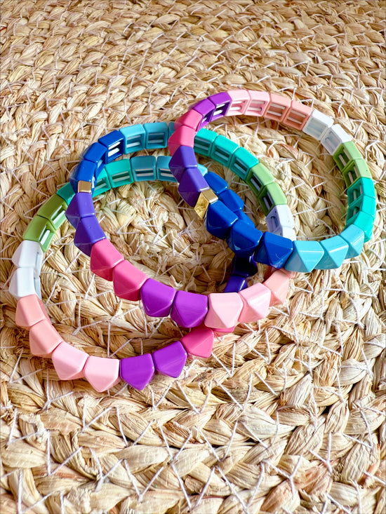 Jewel-Toned Studded Stretch Bracelet