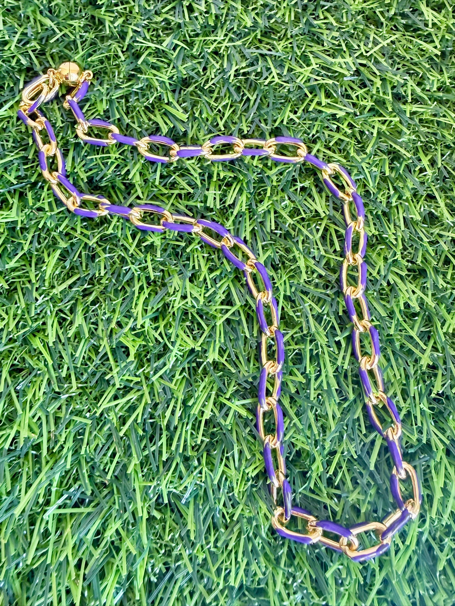 Purple 17" Enamel Chain Necklace