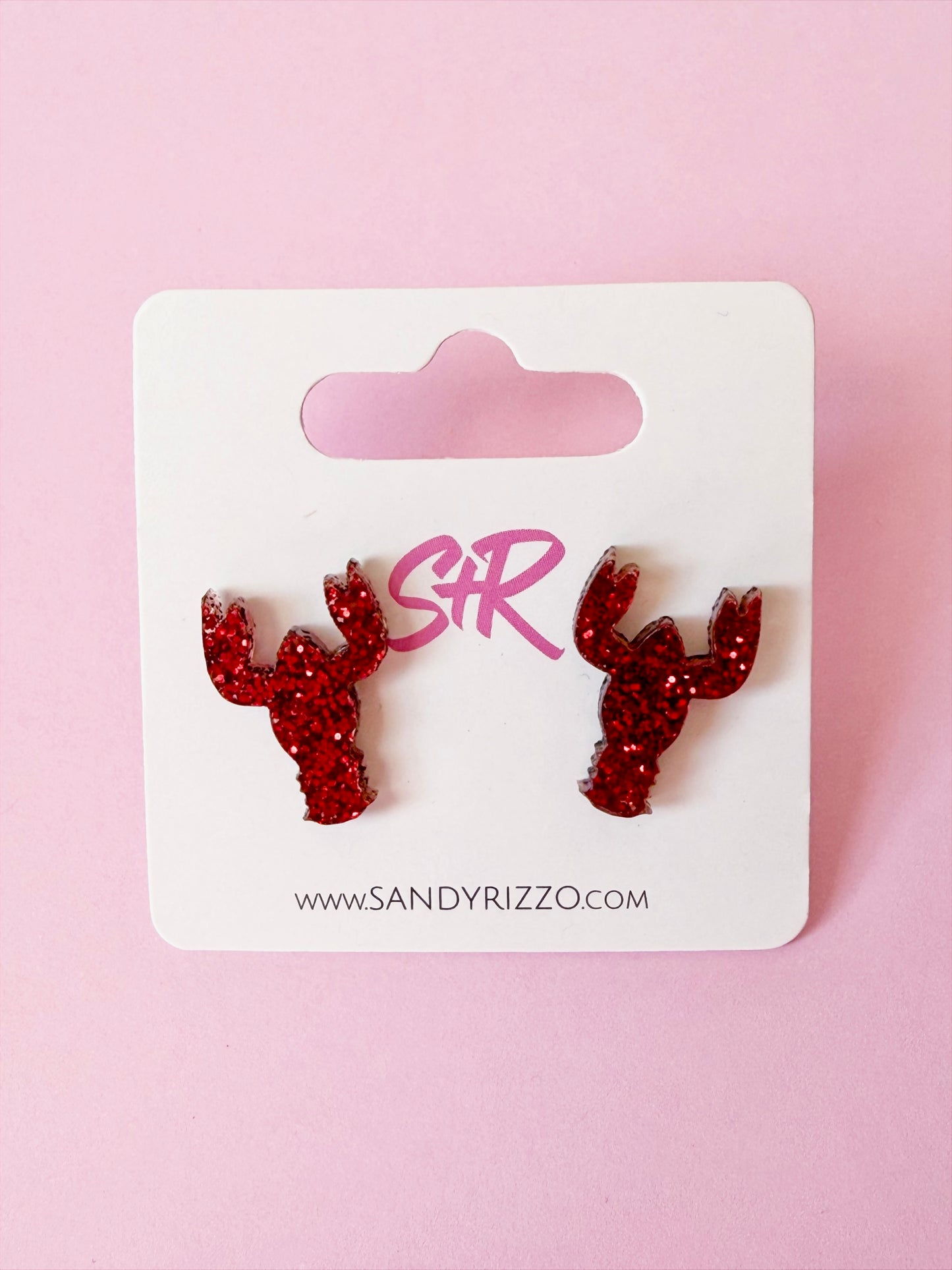 Red Glitter Crawfish Stud