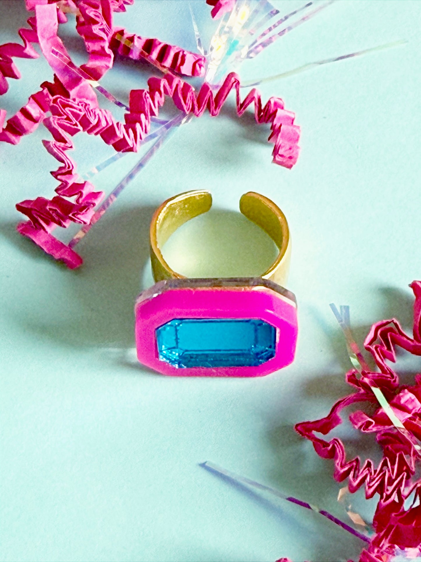 Pink and Blue Gem Ring