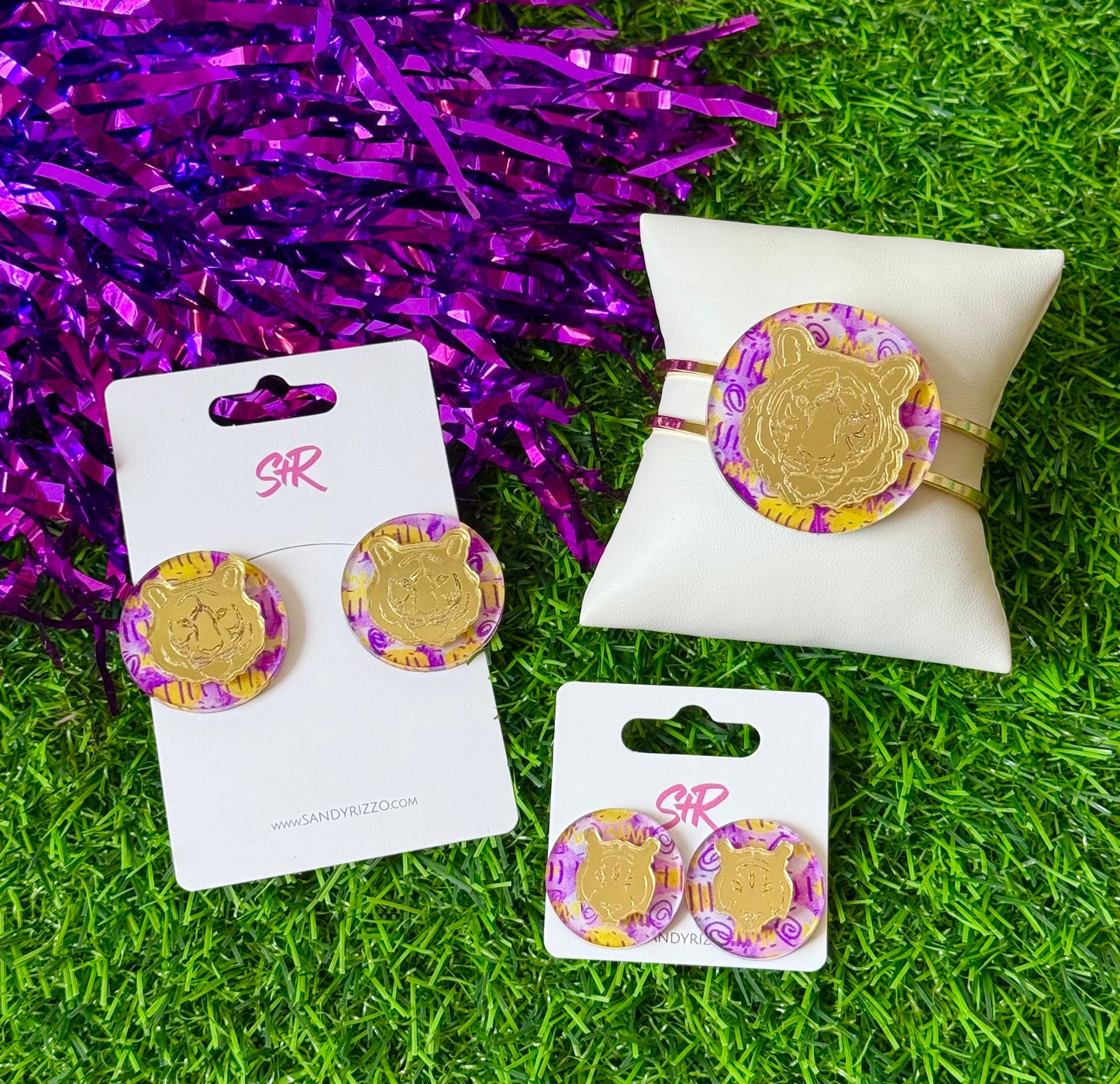 Tiger Layered Button Stud