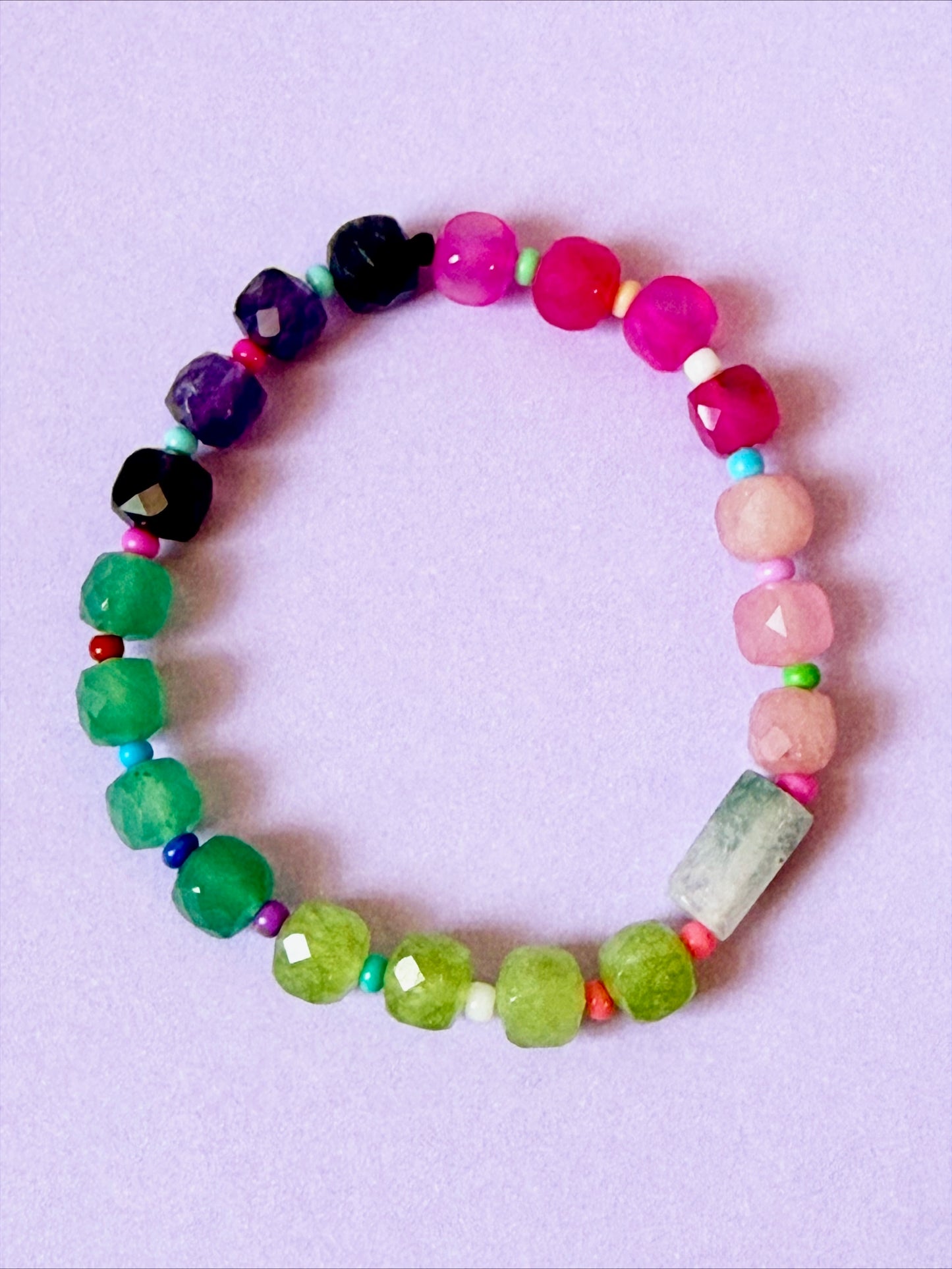 Green Rainbow Confetti Bracelet